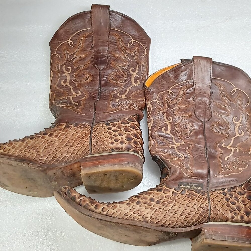 Rancho Grande Reptile Vamp Western Cowboy Boots Brown Men’s 8.5